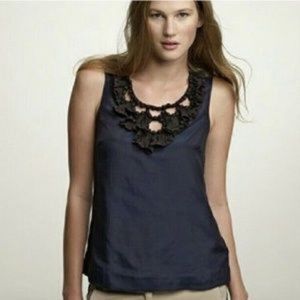 J Crew Beaded Embellished Neck Sleeveless Top Silk